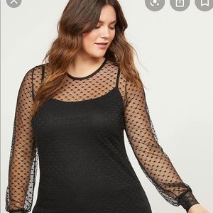 Lane Bryant Heart Mesh Long-Sleeve Top 26/28